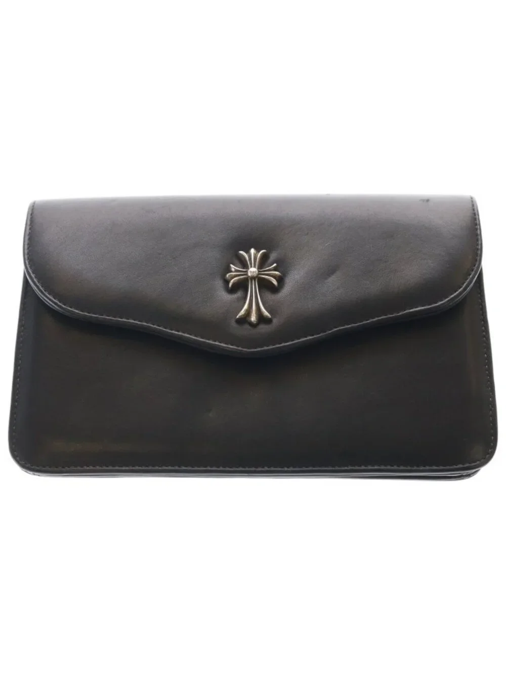 Chrome Hearts Small CH Leather Clutch Handbag Black